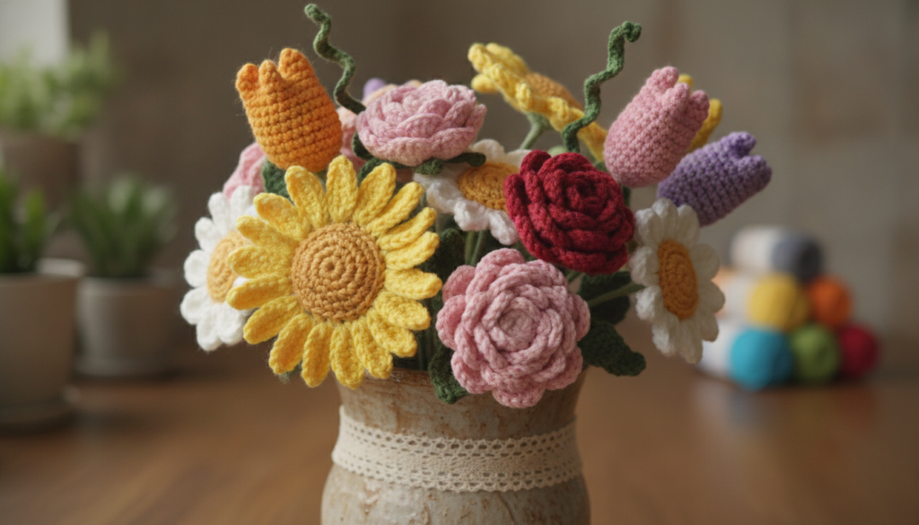 diy crochet flower bouquet